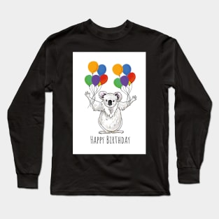 Happy Birthday Koala with Balloons Long Sleeve T-Shirt